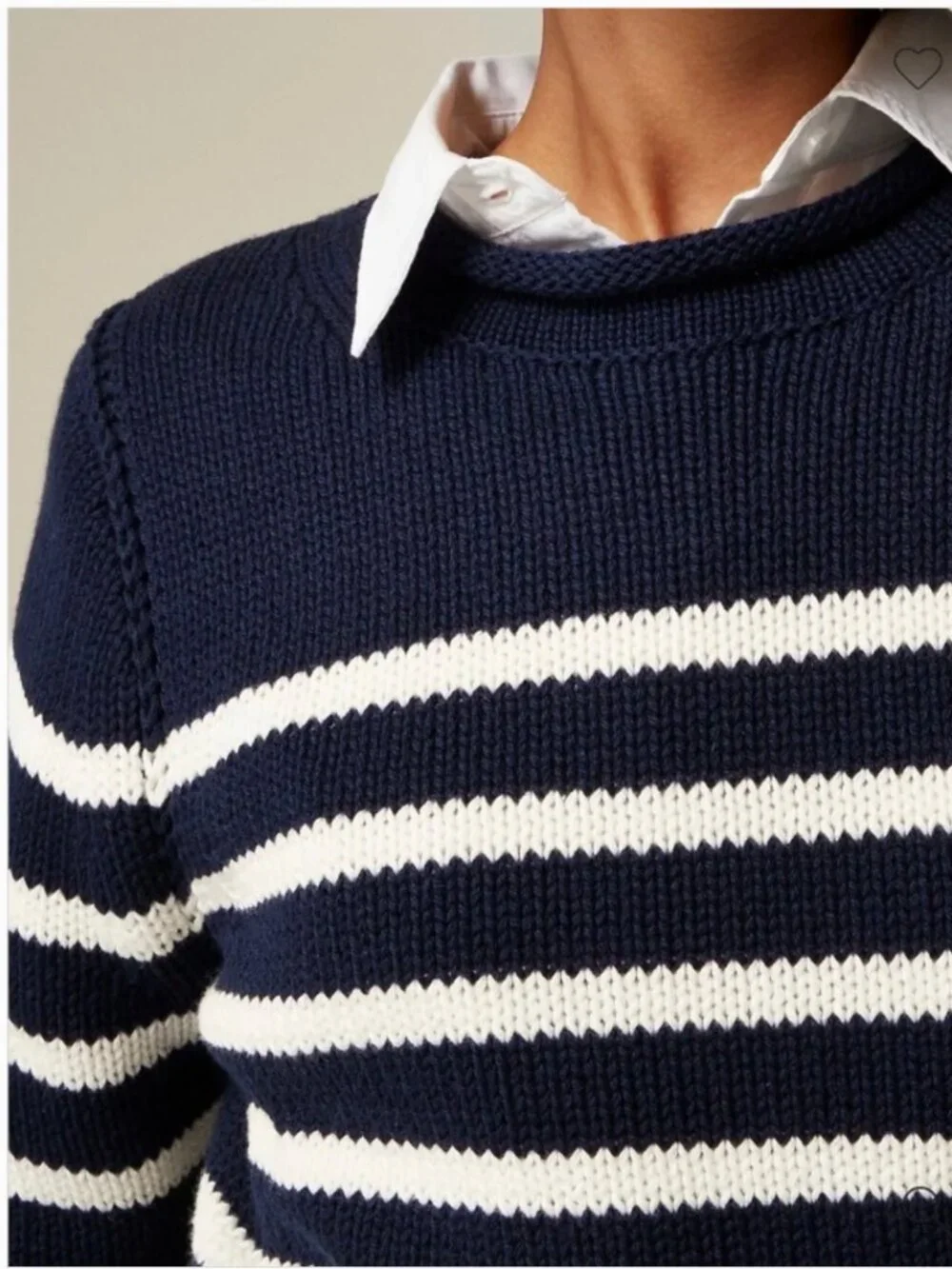 J. Crew Heritage Cotton Rollneck Sweater Navy and White Stripe XS